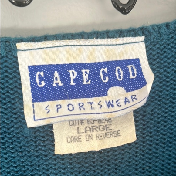 Blue Cape Cod Crew Neck Sweater with Cable Knit Pattern - Picture 2 of 6